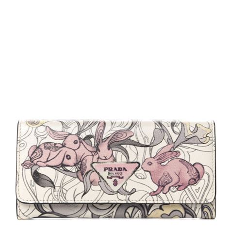 PRADA X JAMES JEAN Glace Calfskin Rabbit Print Continental 